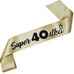 Super 40-stka - szarfa w kolorze starego złota z czarnym nadrukiem