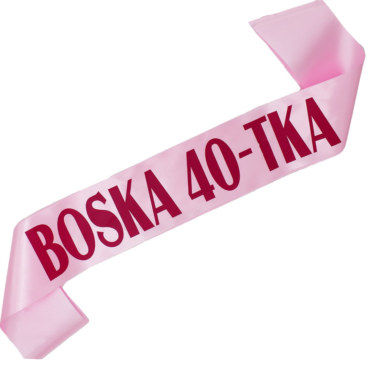 Boska 40-tka - jasnoróżowa szarfa z fuksjowym nadrukiem