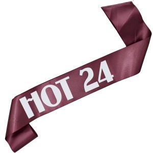 Hot 24 - szarfa w kolorze ciemnego rudnego różu z białym nadrukiem