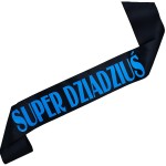 Super Dziadziuś - czarna szarfa z niebieskim nadrukiem