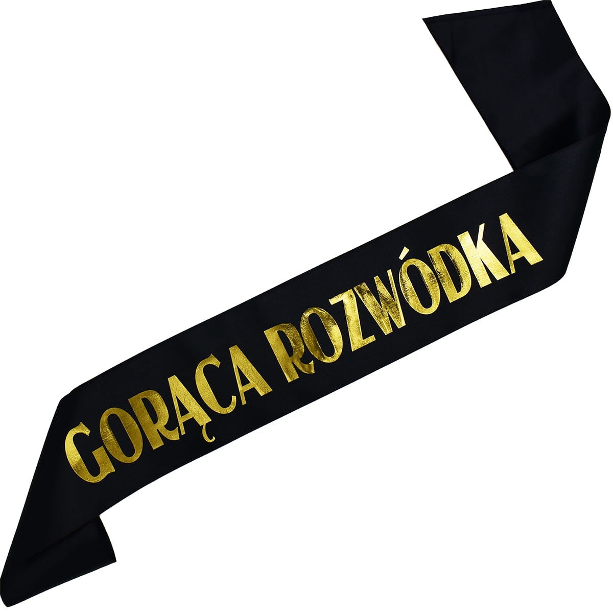 Gorąca Rozwódka - czarna szarfa ze złotym nadrukiem