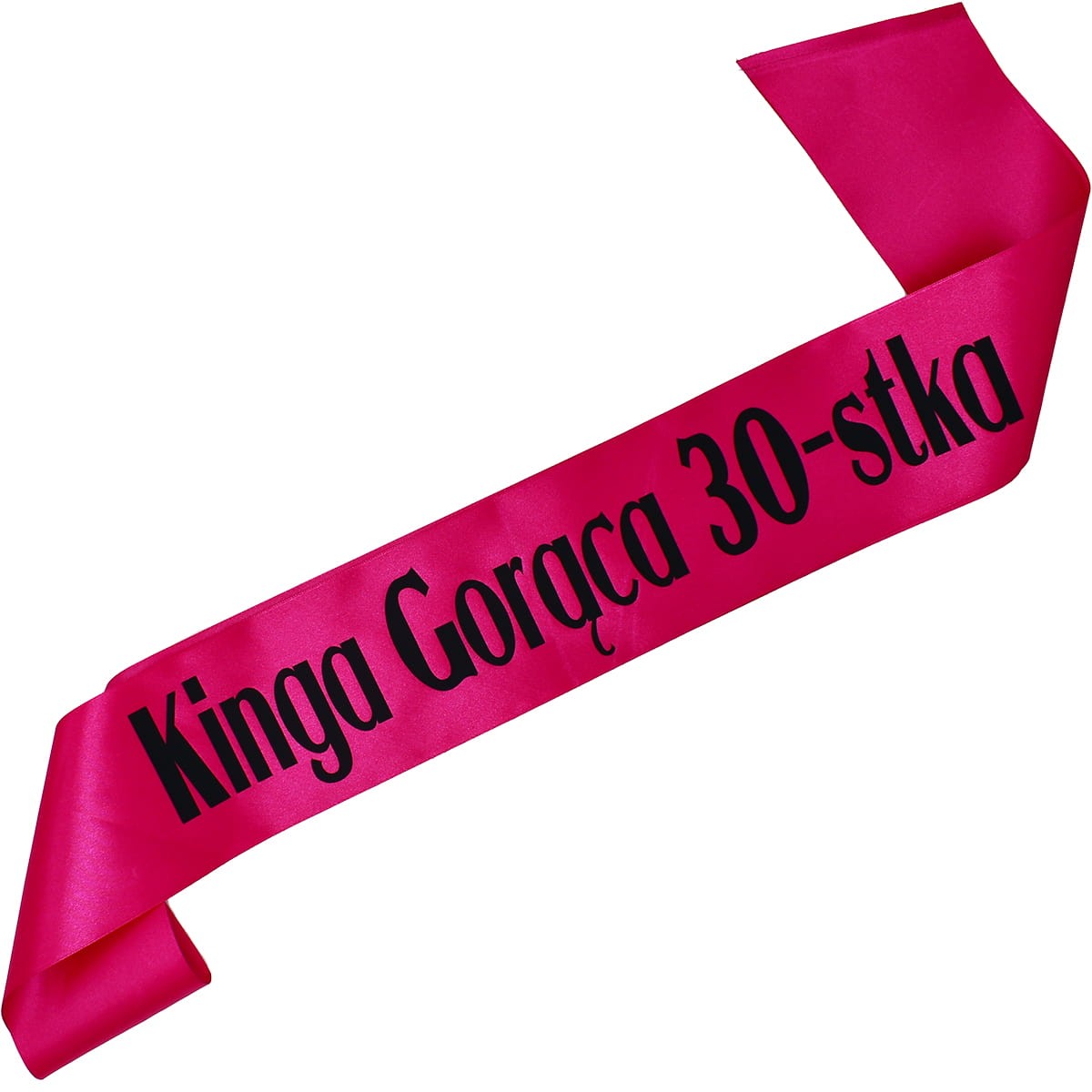 Gorąca 30-tka + imię - różowa szarfa z czarnym nadrukiem