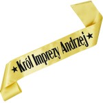 Król Imprezy + imię - złota szarfa z czarnym nadrukiem