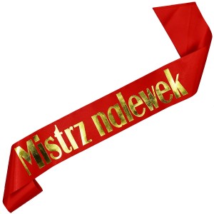 Mistrz Nalewek - czerwona szarfa ze złotym nadrukiem