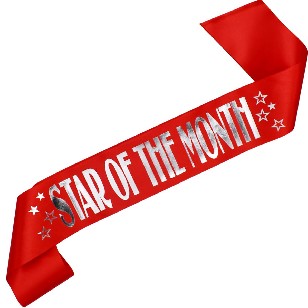 Star of The Month - czerwona szarfa ze srebrnym nadrukiem