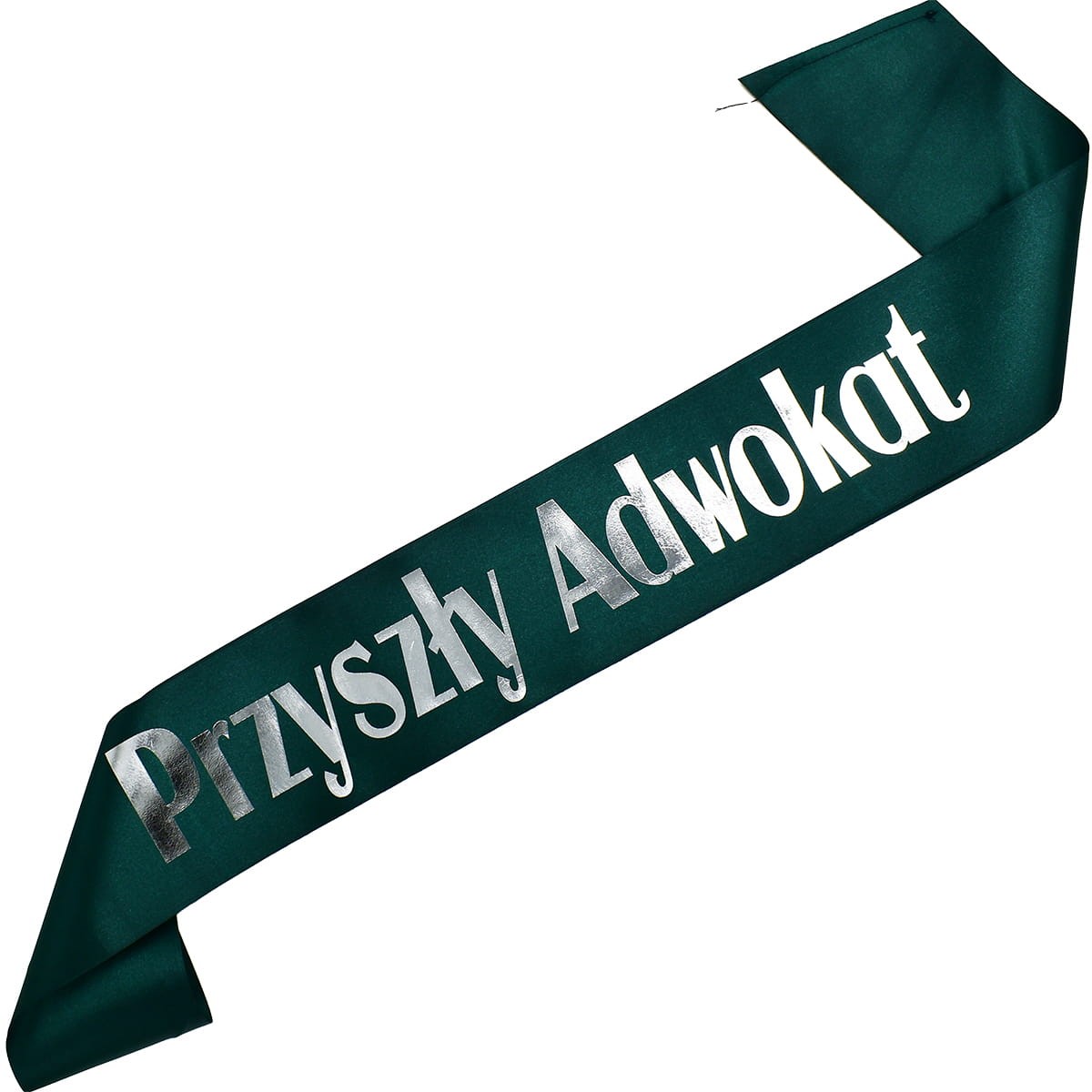 Przyszły Adwokat - szarfa w kolorze zieleni butelkowej ze srebrnym nadrukiem