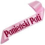 Panieński + dowolne imię - jasnoróżowa szarfa z fuksjowym nadrukiem 