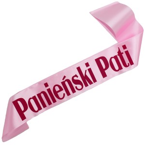 Panieński + dowolne imię - jasnoróżowa szarfa z fuksjowym nadrukiem 