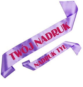 Szarfa fioletowa z Twoim nadrukiem w kolorze fuksji - przód + tył