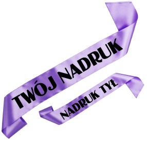 Szarfa fioletowa z Twoim nadrukiem w kolorze czarnym - przód + tył