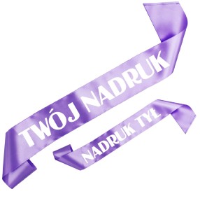 Szarfa fioletowa z Twoim nadrukiem w kolorze białym - przód + tył