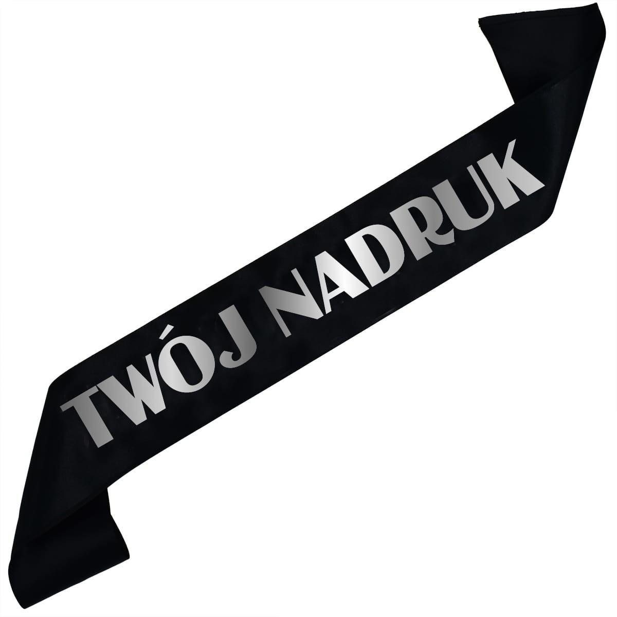 Szarfa czarna z Twoim nadrukiem w kolorze srebrnym