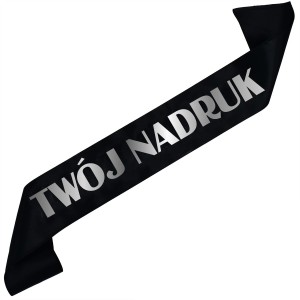 Szarfa czarna  z Twoim nadrukiem w kolorze srebrnym