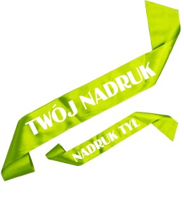 Szarfa zielone jabłuszko  z Twoim nadrukiem w kolorze białym - przód + tył