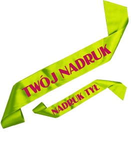 Szarfa zielone jabłuszko  z Twoim nadrukiem w kolorze fuksji - przód + tył 