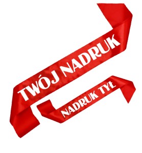 Szarfa czerwona z Twoim nadrukiem w kolorze białym - przód + tył