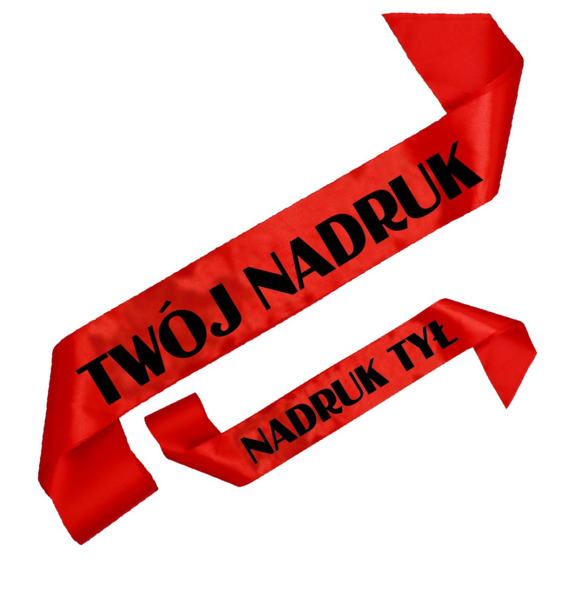 Szarfa czerwona z Twoim nadrukiem w kolorze czarnym - przód + tył