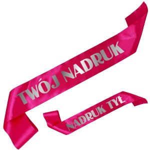 Szarfa fuksjowa z Twoim nadrukiem w kolorze srebrnym - przód + tył 