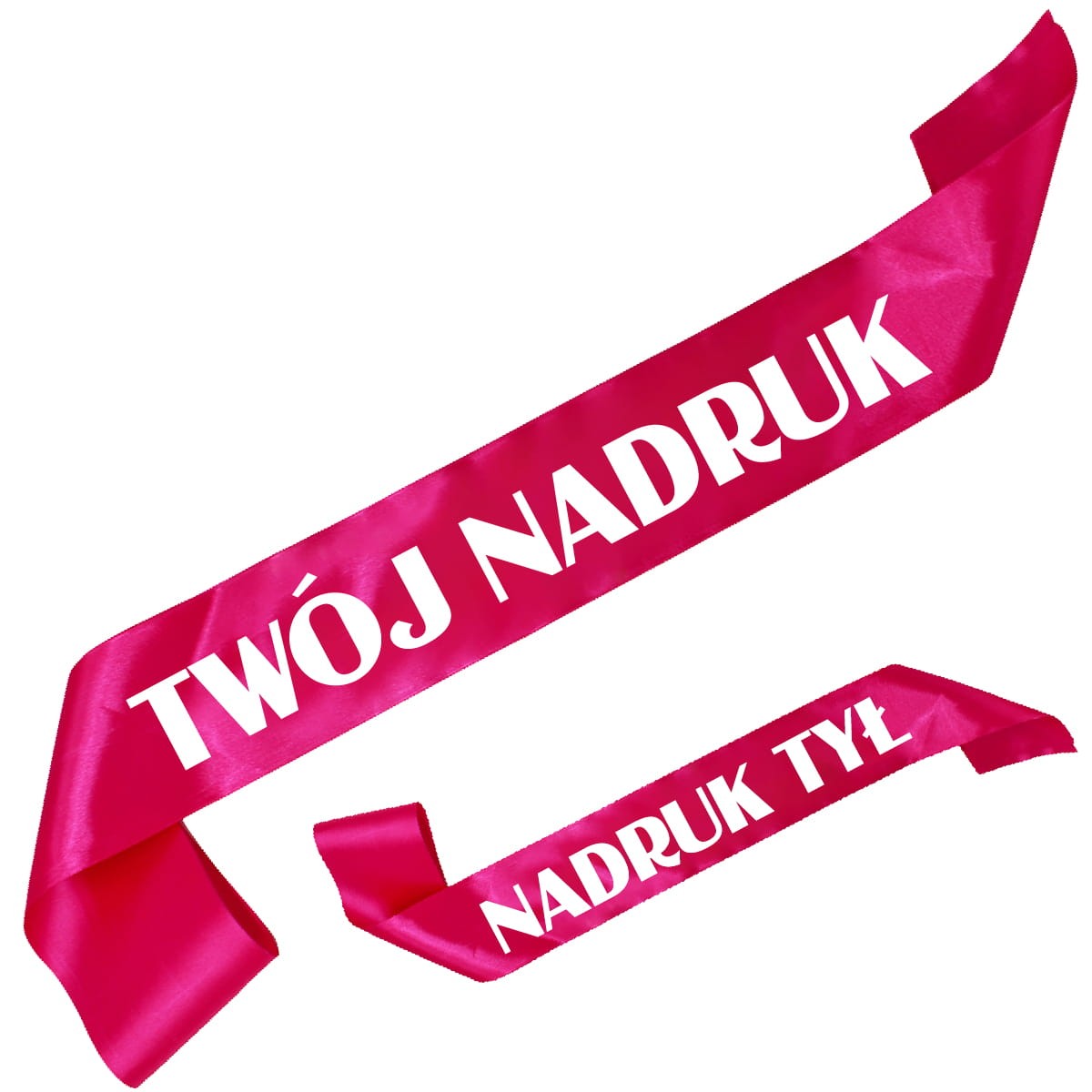 Szarfa fuksjowa z Twoim nadrukiem w kolorze białym - przód + tył