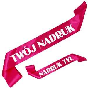 Szarfa fuksjowa z Twoim nadrukiem w kolorze białym - przód + tył 