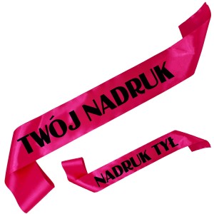 Szarfa fuksjowa z Twoim nadrukiem w kolorze czarnym - przód + tył 