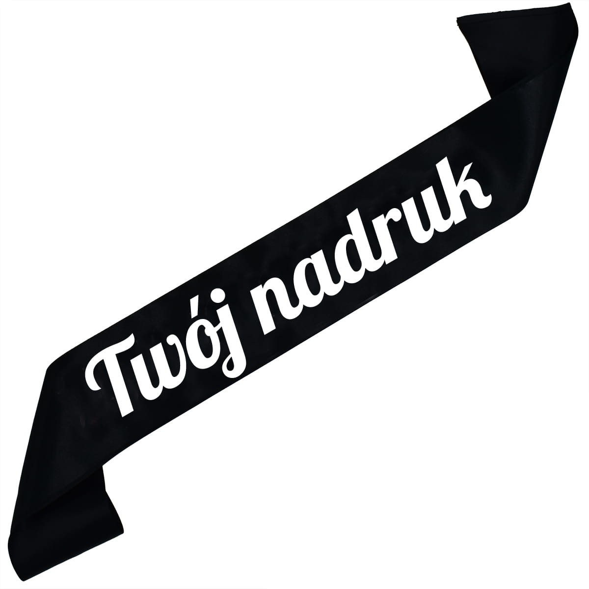 Szarfa czarna z Twoim nadrukiem w białym kolorze