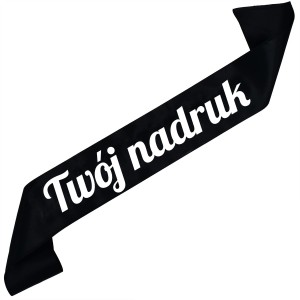 Szarfa czarna  z Twoim nadrukiem w białym kolorze