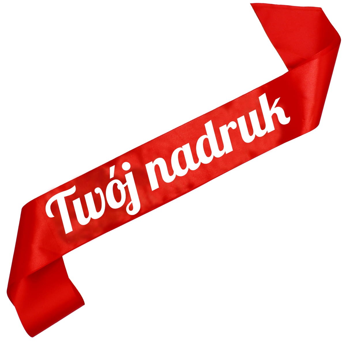 Szarfa czerwona z Twoim nadrukiem w białym kolorze