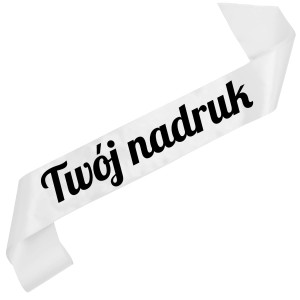 Szarfa biała  z Twoim nadrukiem w czarnym kolorze