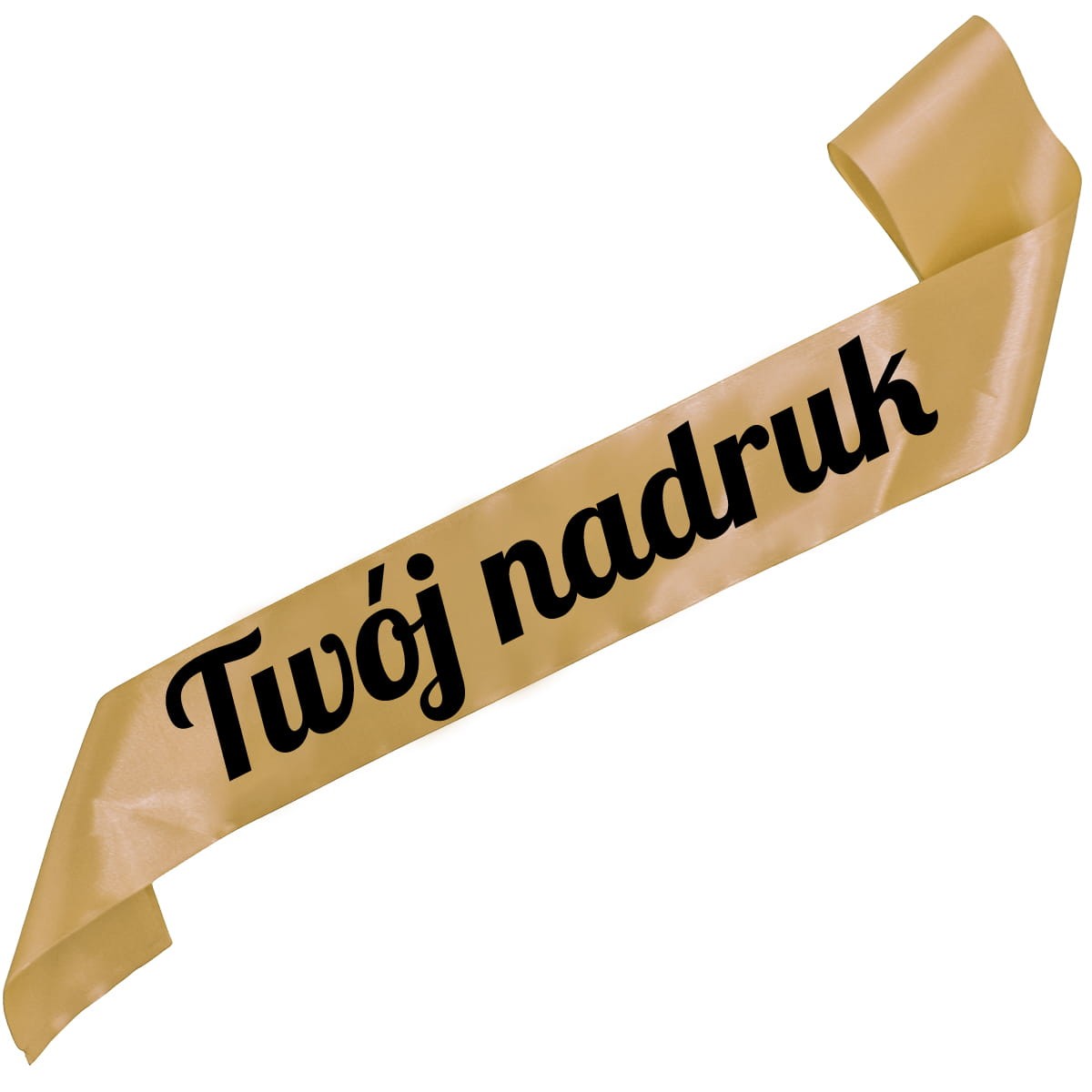 Szarfa złota z Twoim nadrukiem w czarnym kolorze