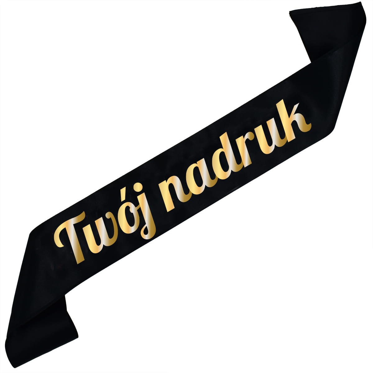 Szarfa czarna z Twoim nadrukiem w złotym kolorze