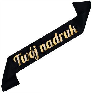 Szarfa czarna z Twoim nadrukiem – złoty napis