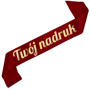 Szarfa bordowa  z Twoim nadrukiem w złotym kolorze