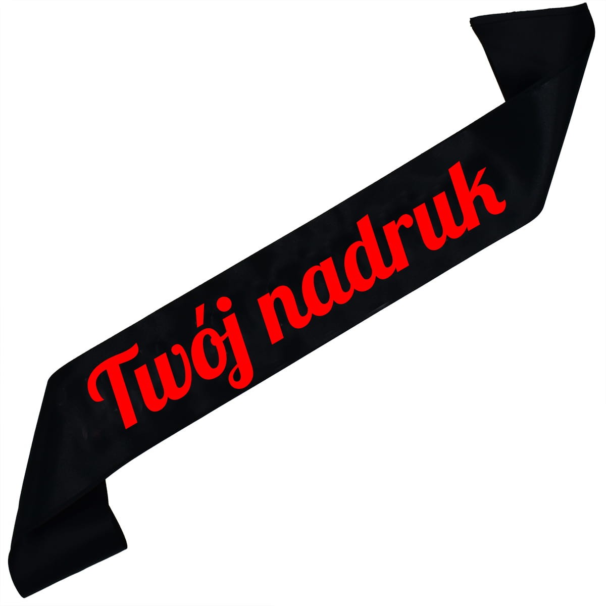 Szarfa czarna z Twoim nadrukiem w czerwonym kolorze