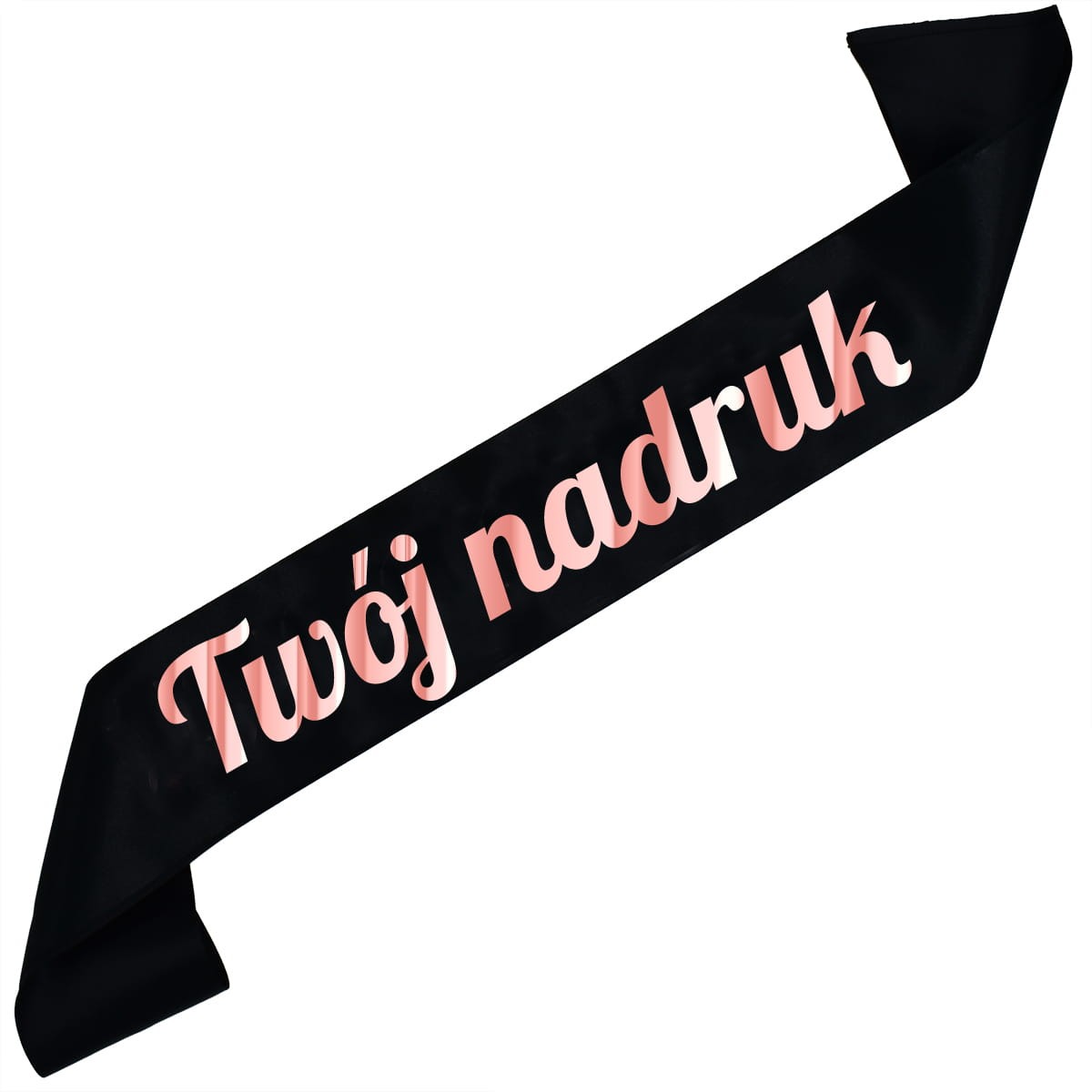Szarfa czarna z Twoim nadrukiem w różowozłotym kolorze