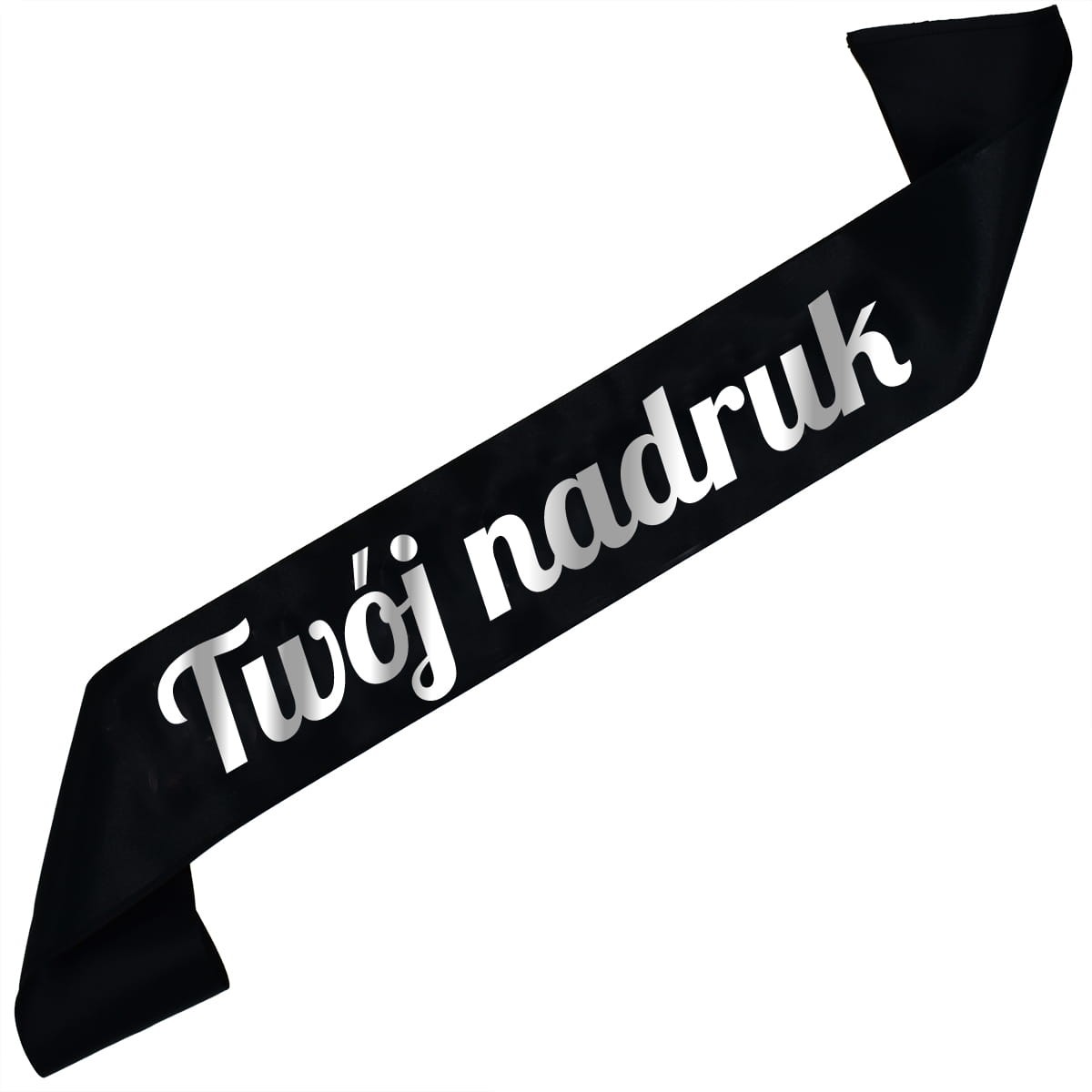 Szarfa czarna z Twoim nadrukiem w srebrnym kolorze