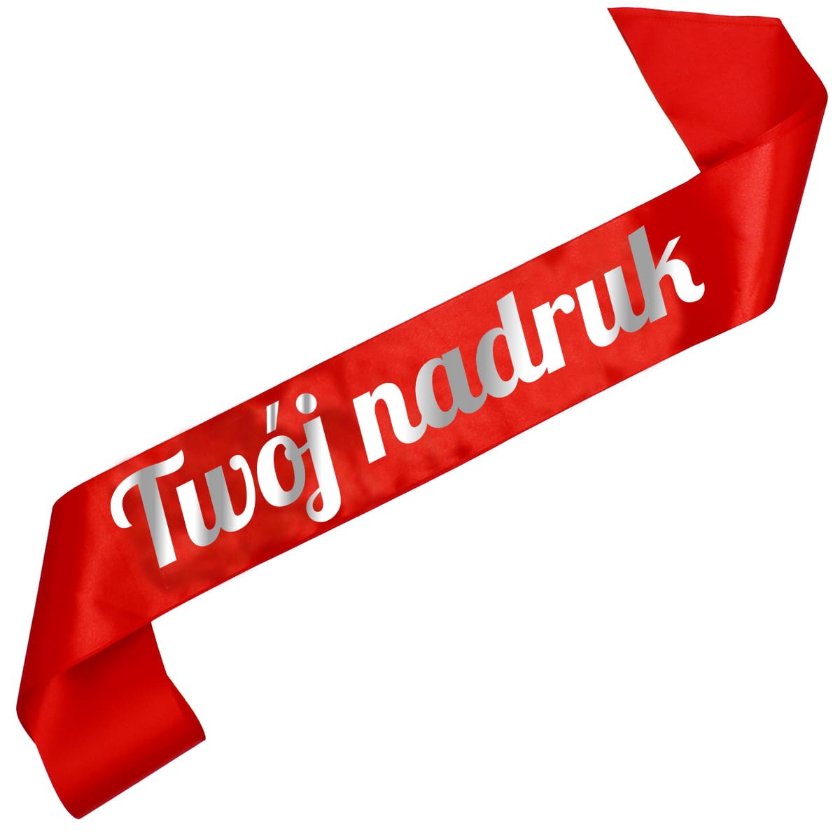 Szarfa czerwona z Twoim nadrukiem w srebrnym kolorze