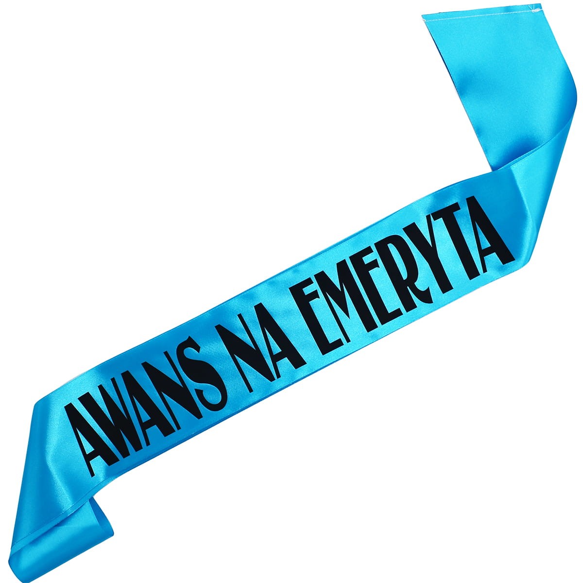 Awans na emeryta - turkusowa szarfa z czarnym nadrukiem