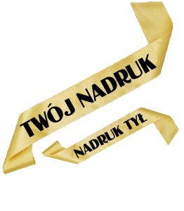 Szarfa złota z Twoim nadrukiem w kolorze czarnym - przód + tył