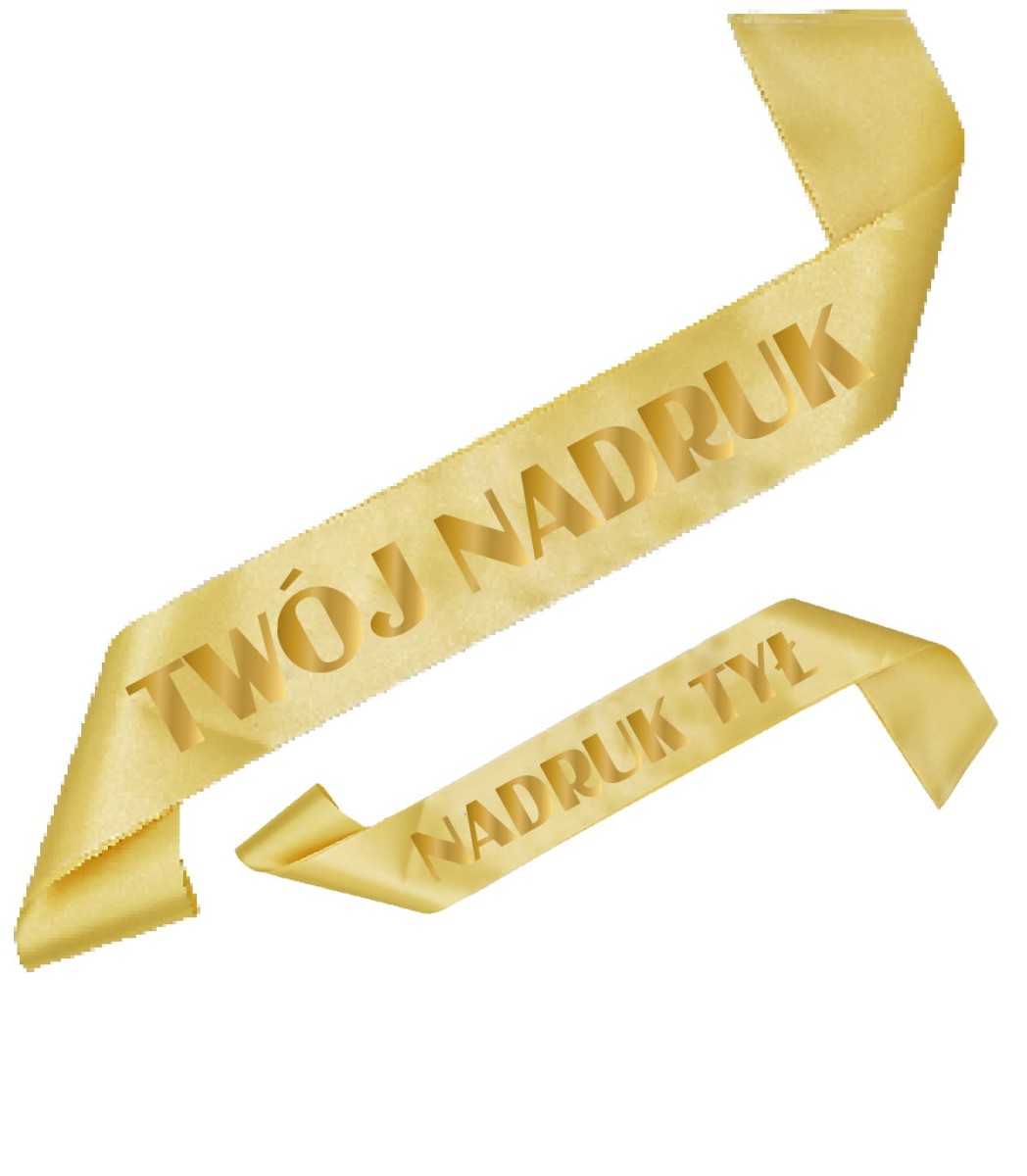 Szarfa złota z Twoim nadrukiem w kolorze złotym - przód + tył