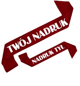 Szarfa bordowa z Twoim nadrukiem w kolorze białym - przód + tył
