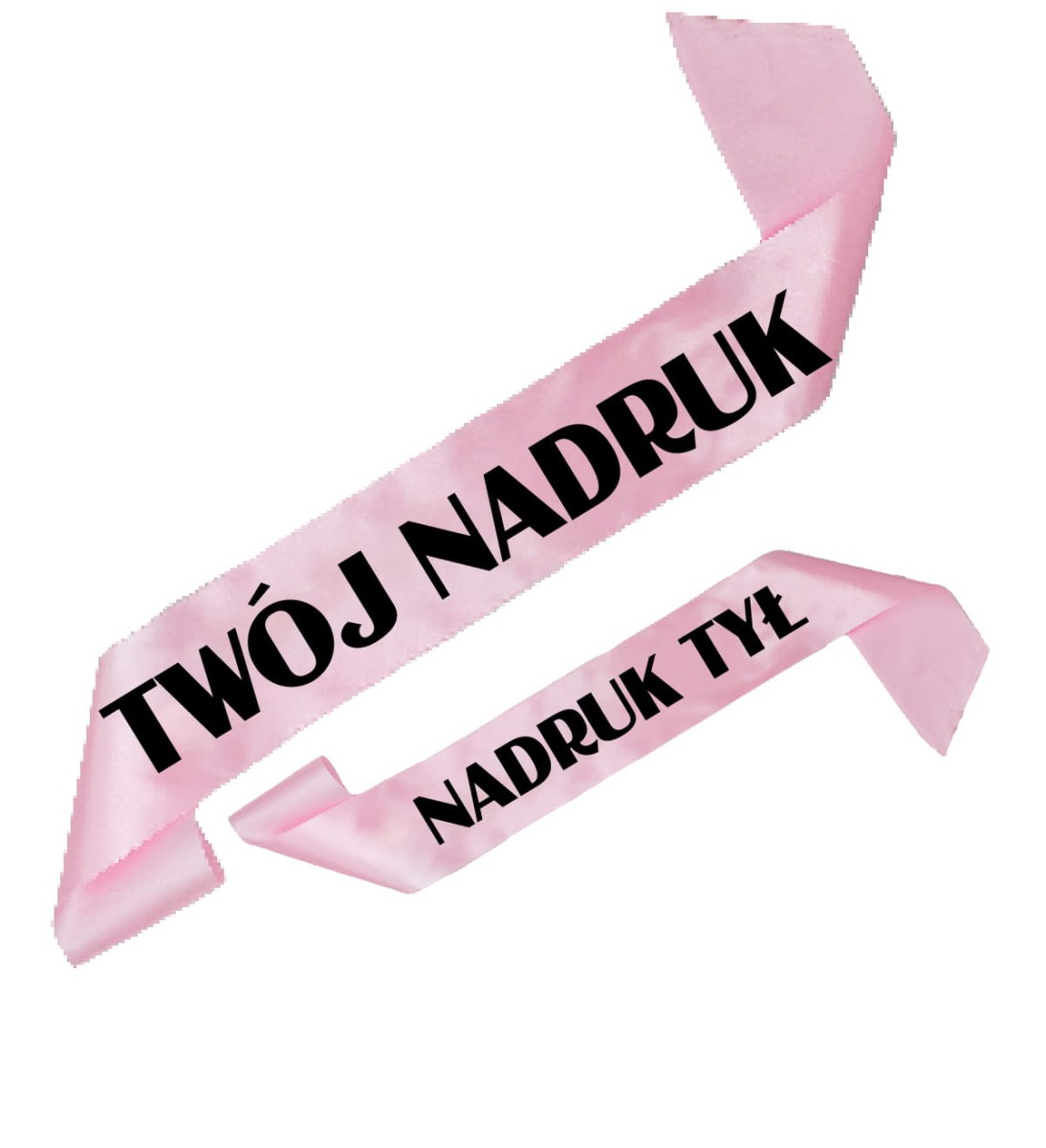 Szarfa jasnoróżowa z Twoim nadrukiem w kolorze czarnym - przód + tył