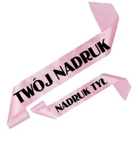 Szarfa jasnoróżowa z Twoim nadrukiem w kolorze czarnym - przód + tył 