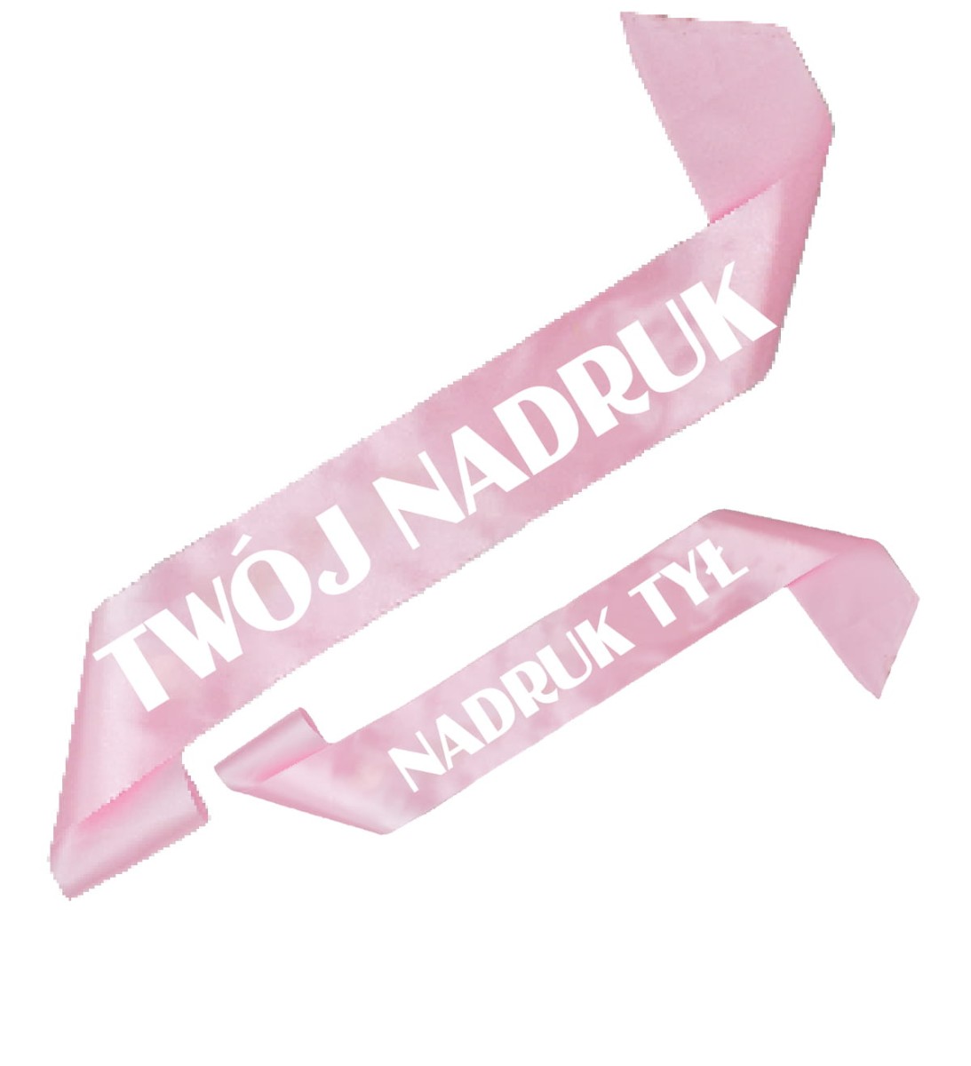 Szarfa jasnoróżowym z Twoim nadrukiem w kolorze białym - przód + tył