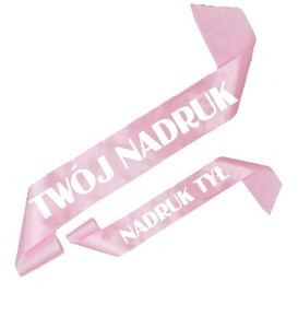 Szarfa jasnoróżowym z Twoim nadrukiem w kolorze białym - przód + tył