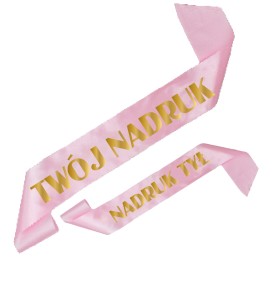 Szarfa jasnoróżowa z Twoim nadrukiem w kolorze złotym - przód + tył