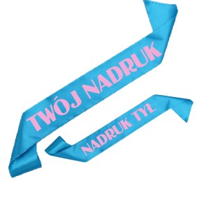 Szarfa turkusowa z Twoim nadrukiem w kolorze jasnoróżowym - przód + tył 