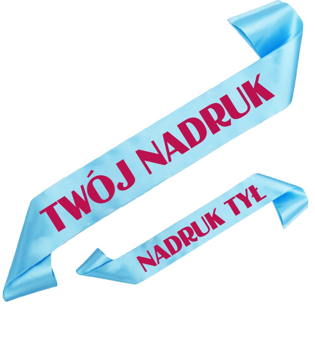 Szarfa jasnoniebieska z Twoim nadrukiem w kolorze fuksji - przód + tył