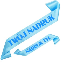 Szarfa jasnoniebieska z Twoim nadrukiem w kolorze niebieskim - przód + tył