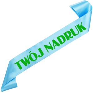 Szarfa jasnoniebieska z Twoim nadrukiem w kolorze zielonym